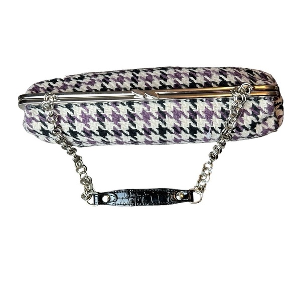 Apt. 9 Purple White Black Houndstooth Knit Shoulder Bag Chain Faux Leather Strap - Picture 3 of 16